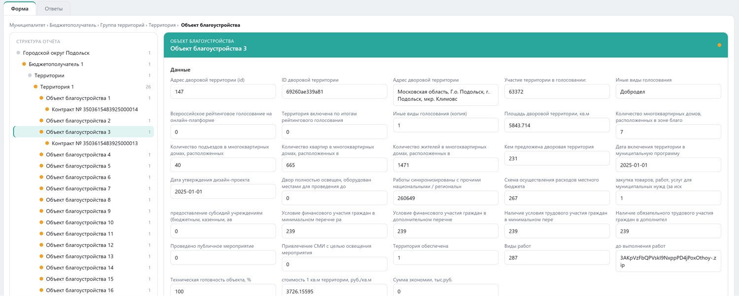 ПУДАО — форма сбора данных по контракту